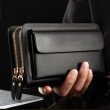 Load image into Gallery viewer, Carteira Men Leather Double Zipper Wallet